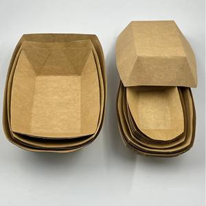 Kraft <b>Paper</b> Eco-Friendly Boat <b>Tray</b> Takeaway Chips Street Snack Food Packaging <b>Tray</b> - Product Image 2