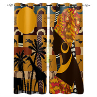 Rideaux occultants personnalisés en tissu polyester à motif africain vintage pour le salon