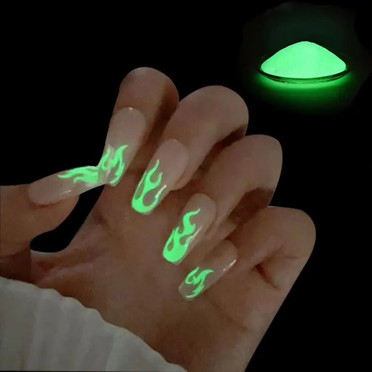 Marchio Mcess campioni gratuiti luminosi bagliore bianco in resina scura pigmento in polvere per nail art design