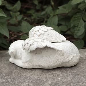 Figurine commémorative en résine pour chien ange, ornement de pierre tombale personnalisable avec plaque nominative en forme de cœur, pièce de dévotion extérieure - Product Image 3