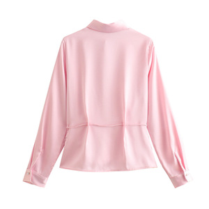 ZA printemps nouvelle robe pour femmes de style europé<span class=keywords><strong>en</strong></span> ceinture <span class=keywords><strong>rose</strong></span> décorée taille <span class=keywords><strong>soie</strong></span> Satin Texture <span class=keywords><strong>chemise</strong></span> - Product Image 3