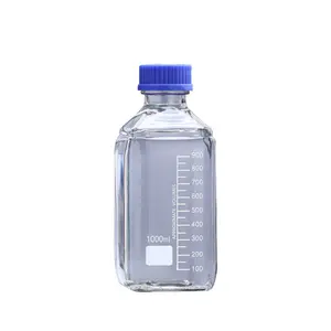1000ml Laboratory Autoclavable GL45 Screw top Glass Square Reagent Bottle with Graduations