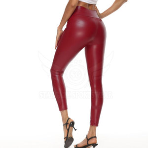 Dernières mode Street Wear Legging en cuir taille haute pantalon en cuir décontracté Legging fermeture éclair pantalon en cuir PU - Product Image 4