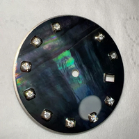 Cadran en nacre noire naturelle haut de gamme incrusté de moissanite, diamètre du boîtier de 36 mm, cadran rond avec fenêtre de date
