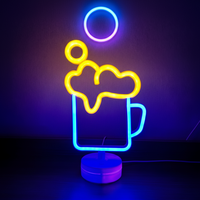 Vente en gros de néons de table LED personnalisés, alimentés par piles ou par USB, décoration de bureau, mini néon décoratif, lumière de nuit