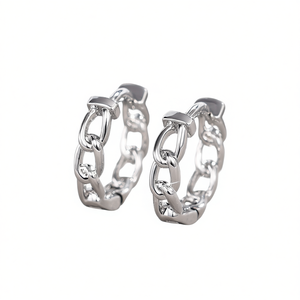 Orecchini a Cerchio E943 in Oro Bianco, Gioielli Unisex alla Moda in Lega - Product Image 1