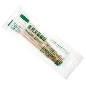 สำลีก้านไม้ไผ่ปลอดเชื้อ ชุนคัง เมดิคอล ขนาด 12 ซม. แบบหัวเดียว ใช้แล้วทิ้ง สำหรับฆ่าเชื้อและปฐมพยาบาล - Product Image 1