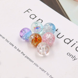 Cuentas de Cristal Craquelado de 8 mm <span class=keywords><strong>AB</strong></span>, Cristal de Vidrio Colorido Hecho a Mano al por Mayor - Blanco Naranja para Moda, para Hacer Pulseras - Product Image 2
