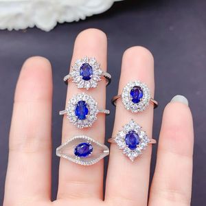 Anelli di Lusso in Argento 925 Placcato Rodio con Zaffiro Naturale Taglio Ovale, Direttamente dalla Fabbrica, per Donne, Ideali per Matrimoni, Fidanzamenti e Regali per Feste - Product Image 1