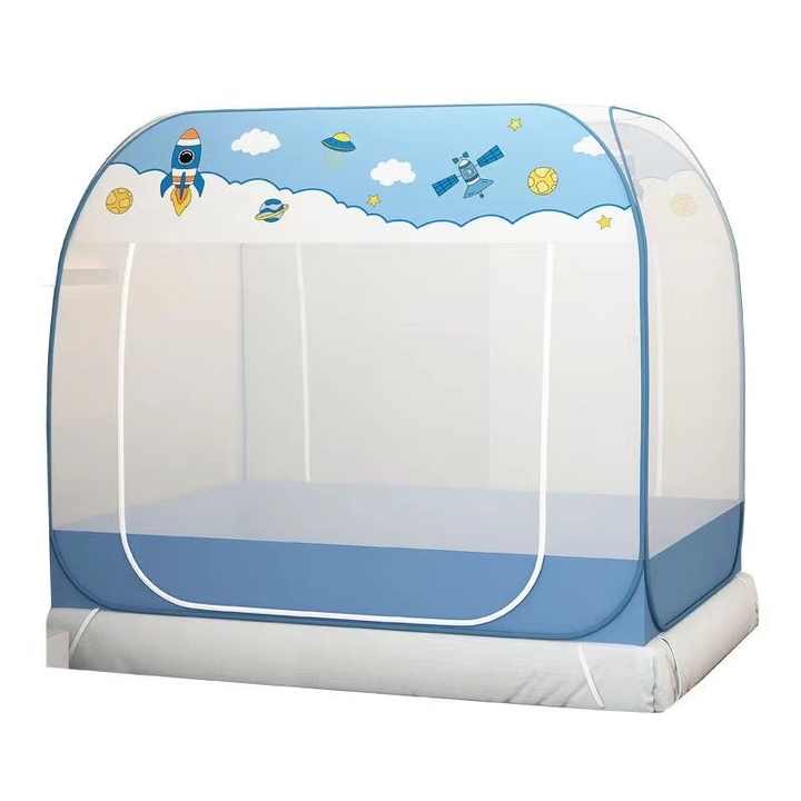 Moustiquaire De Lit Pliable Pour Lit Simple - Noire, Fine Maille Pour Camping Et Voyage