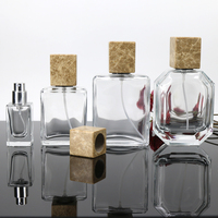 Flacon de parfum en verre de 30 ml avec bouchon en marbre naturel rectangulaire, estampage à chaud mat personnalisé de luxe