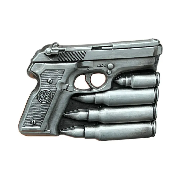 2024 Custom New Inner Width 3D 40mm Gun Shape Western Name Plate Belt Buckle