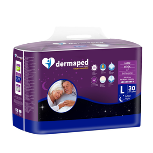 Pañales para Adultos Dermaped Night, Talla Grande, 30 Piezas, Pantalones Desechables para Incontinencia, Alta Absorbencia, Transpirables, Suaves, 4 Paquetes - Product Image 1