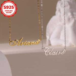 Ins Style Nom Collier Source Usine Recruter Agent Nom Personnalisé Lettre Chéri 925 Collier En Argent Sterling Cadeau <span class=keywords><strong>De</strong></span> Fête Des Pères - Product Image 1