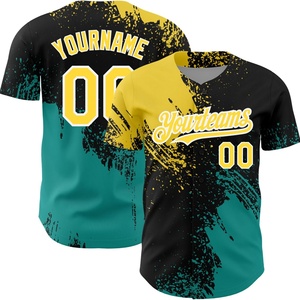 Camiseta de Béisbol Estampada Estilo Hip Hop para Hombre, Camisa Casual con Botones, Manga Corta, Uniforme Deportivo Personalizado - Product Image 4