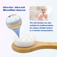 Brosse de bain en microfibre à long manche en bambou naturel, exfoliante douce pour le dos, avec logo personnalisé