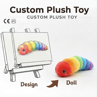 Peluche personnalisée OEM d'usine, chenille arc-en-ciel, jouet en peluche segmenté et coloré, poupée animale en coton PP, sur mesure à partir de vos illustrations, vente en gros