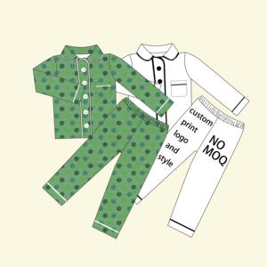 Completo due pezzi per bambini Qingli OEM personalizzato senza dazi, camicia a maniche lunghe e pantaloni con stampa piante verdi, in bambù, per il Giorno di San Patrizio - Product Image 4