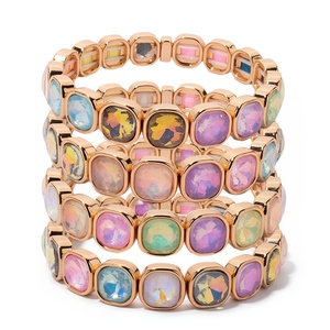 <span class=keywords><strong>Bracelet</strong></span> extensible en émail perlé CENDA Fashion Jewelry, plaqué or 18 carats, avec cristaux colorés, empilable, <span class=keywords><strong>pour</strong></span> femmes - Product Image 1