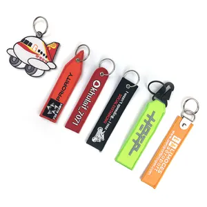 Personalized Wholesale Custom Fabric Embroidery Patch Key Ring Tag Embroidered Key Chain Keyring Keychain