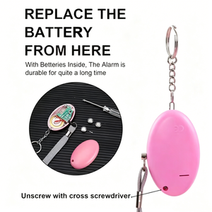 Vente en gros - Ensemble de porte-clés de <span class=keywords><strong>défense</strong></span> personnelle 9 en 1, <span class=keywords><strong>kit</strong></span> de sécurité avec alarme personnelle 140 dB, pompon, rose tie-dye pour femmes - Product Image 4