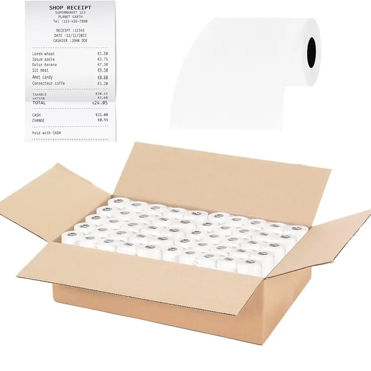 Directamente de fábrica Recibo de caja registradora 57x40 80x80 80x70mm Tamaño personalizado Rollo de papel térmico Ecológico