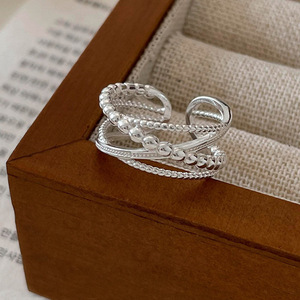 Anillo de plata de ley S925 con diseño geométrico hueco para mujer, uso diario - Product Image 2