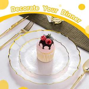 Xueli Assiettes en dentelle en plastique de couleur personnalisables avec bords garnis or/argent <span class=keywords><strong>Vaisselle</strong></span> décorative élégante pour les fêtes de mariage - Product Image 4