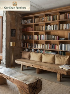 Divano Multifunzione a Quattro Posti in Legno Massello Non Verniciato Personalizzabile - Design Retrò Wabi-Sabi per un <span class=keywords><strong>Soggiorno</strong></span> Vintage - Product Image 5