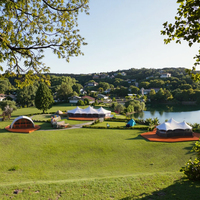 Tente de glamping écologique BABERY, villa moderne en toile pour complexe hôtelier en montagne, au bord du lac, suite au bord de la piscine