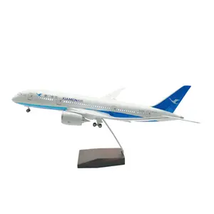 Best sell Boeing 787 Xiamen Airlines LED aircraft model voice control passenger resin airplane model 1:130 43CM