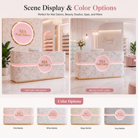 Bureau de réception moderne rose effet marbre avec logo lumineux sur mesure pour salon de manucure et spa – Offre spéciale