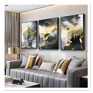 Peinture sur toile abstraite dorée grise, affiche moderne de luxe, impression de simplicité, art mural contemporain, image pour <span class=keywords><strong>la</strong></span> <span class=keywords><strong>d</strong></span>écoration de <span class=keywords><strong>la</strong></span> maison - Product Image 4