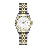 Montre classique en acier inoxydable pour femmes, design de marque haut de gamme, mouvement japonais, logo personnalisé, cadran en perles et diamants, montre de luxe pour femmes