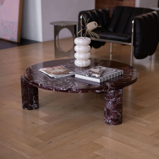 Custom Living Room Rosa Levanto Marble Table Nordic Luxury Furniture Stone Desk Dark Purple Red Marble Low Height Coffee Tables