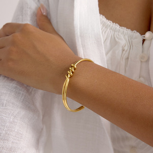 Minimalist Gold Tone Bowknot <b>Bracelet</b> <b>Set</b> Unisex Jewelry Yiwu Origin Line Design - Product Image 2
