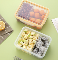 Boîte de rangement alimentaire en plastique de 800 ml et 1100 ml avec couvercle, réutilisable, étanche, compartimentée, boîte à lunch, boîte de rangement pour fruits et en-cas