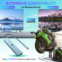 Hub USB C Multipuerto VCOM de 5 Gbps, Estación de Acoplamiento para Computadora, HDMI 4K, Carga PD3.0 de 100 W, Lector de Tarjetas SD y TF