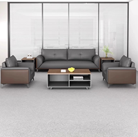 Conjunto de Sofá de Oficina y Mesa de Centro de Cuero, Relleno de Esponja, Estilo Moderno, para Apartamentos y Hoteles, Área de Recepción y Reuniones Empresariales