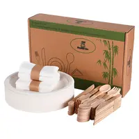 Disposable Bamboo Wooden Tableware Set, fork, Spoon, Knife