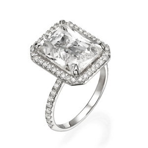 Anello in platino con diamanti naturali taglio Asscher per fidanzamento da donna F634 - Product Image 6