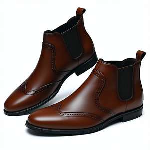 Botas <span class=keywords><strong>Chelsea</strong></span> de Media Pantorrilla de Cuero Genuino para Hombre, Estilo Casual de Otoño, Sin Cordones, Nuevo Estilo de Fábrica para Comercio Exterior - Product Image 1