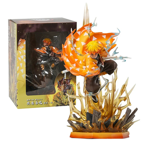 32CM demone Slayer <span class=keywords><strong>Anime</strong></span> Figure battaglia versione Agatsuma <span class=keywords><strong>Zenitsu</strong></span> con testa sostituibile figura completa eccellente modello statua - Product Image 1