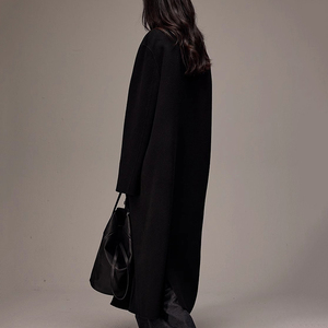 Abrigo de Cachemira de doble cara negro de lujo Weshallo, abrigos de lana de pelo de camello rectos largos de Invierno para mujer - Product Image 2