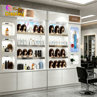 Meuble mural de salon de coiffure OEM ODM XINYI, unité de présentation en verre sur mesure avec éclairage LED, design écologique et durable