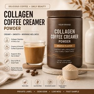 Mélange de café nutritif infusé au collagène, style crème, boisson de petit-déjeuner, formule personnalisée pour DTC, <span class=keywords><strong>Amazon</strong></span>, approvisionnement indépendant - Product Image 1