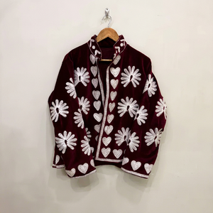 Premium Cotton Velvet Suzani Embroidery Boho <b>Hippie</b> Indian Unisex Women Winter <b>Jacket</b> Windproof Breathable Outerwear Bulk Export - Product Image 1