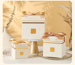Boîte à souvenirs en velours rouge |   Boîte à bonbons et à dragées de <span class=keywords><strong>mariage</strong></span> personnalisée, logo personnalisable - Product Image 2