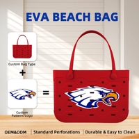Sac de plage pliable en EVA, gain de place, se plie à plat pour un rangement facile dans le coffre de voiture ou la valise, s'étend à sa taille pleine lorsqu'il est personnalisé