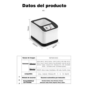 منصة مسح رمز الاستجابة السريعة الأحادية وثنائية الأبعاد USB بيضاء اللون مع زاوية مسح متعددة الاتجاهات وعنصر CIS ومصدر ضوء LED لنظامي التشغيل أندرويد/لينكس - Product Image 5